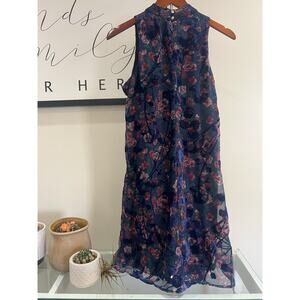 Tommy Hilfiger Navy Floral Velvet Detail Dress – Size 6